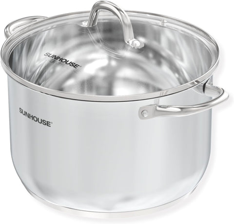 Sunhouse stock pot with visible lid for easy pasta monitoring