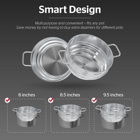 Sunhouse stockpot highlighting durable 304 stainless steel and non-reactive interior.