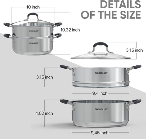 Sunhouse stockpot smooth interior aids quick food release after cooking