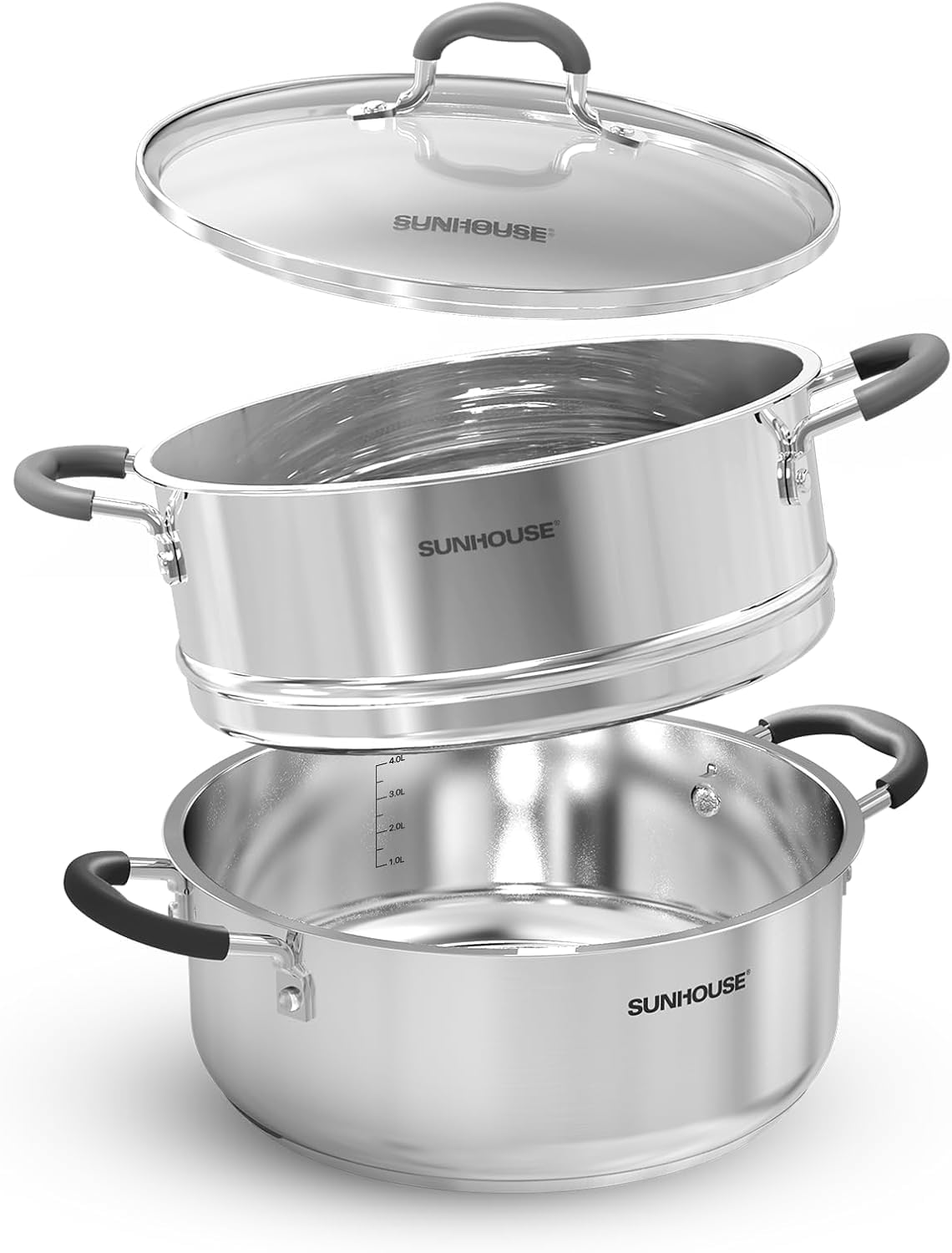 Sunhouse stockpot top view highlighting spacious 4.6 qt capacity for family meals