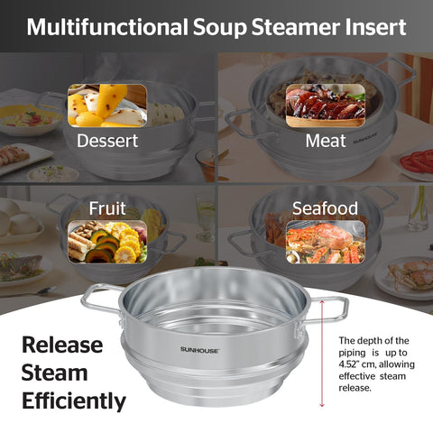Sunhouse stockpot with steamer insert ideal for blanching vegetables.