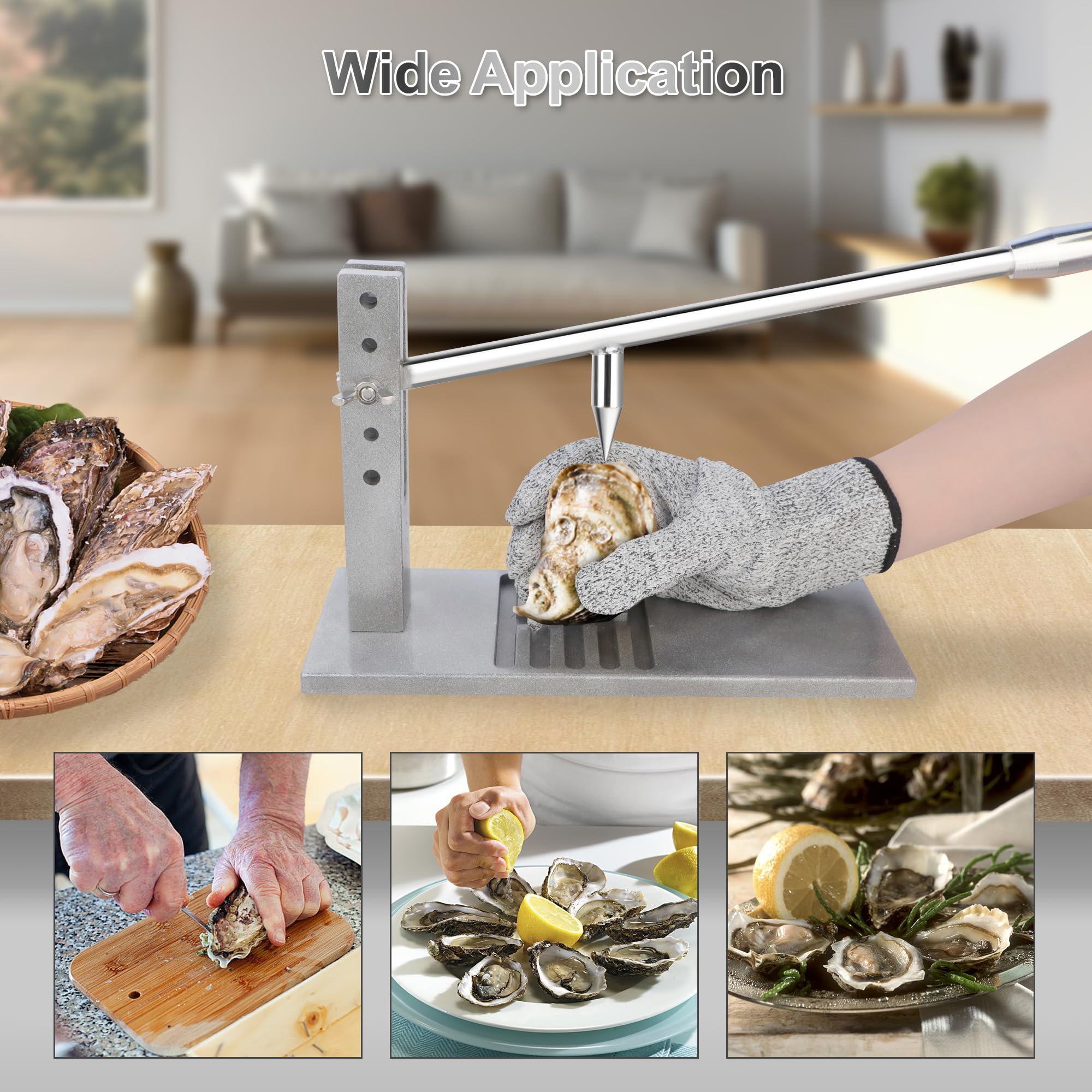 Suninlife G-clamp supports stable, mess-free oyster shucking.