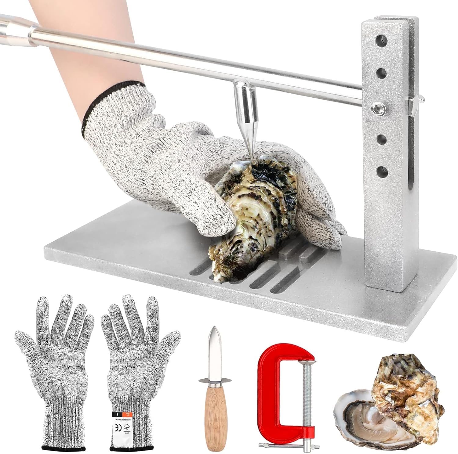 Suninlife oyster opener shows the five-height setup for versatile shucking.
