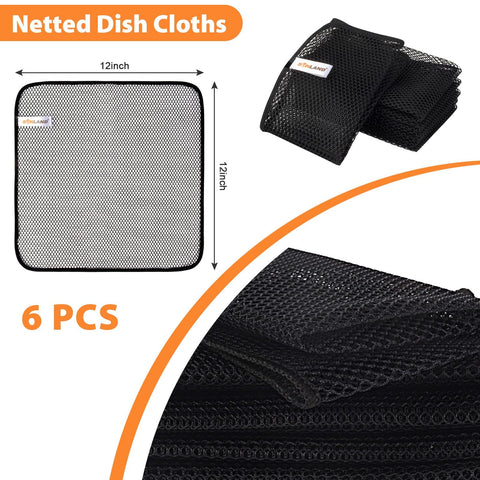 Sunland Netted Dish Cloths close-up highlights durable triple-stitched edges.