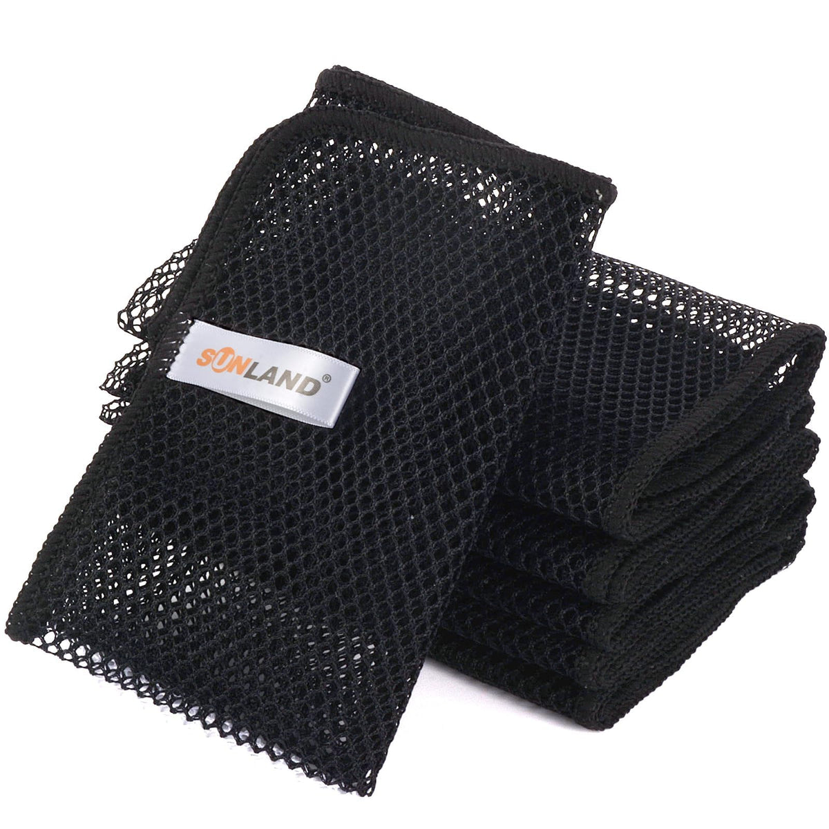 Sunland Netted Dish Cloths pack shot shows 6-pack of 12x12 for quick drying.