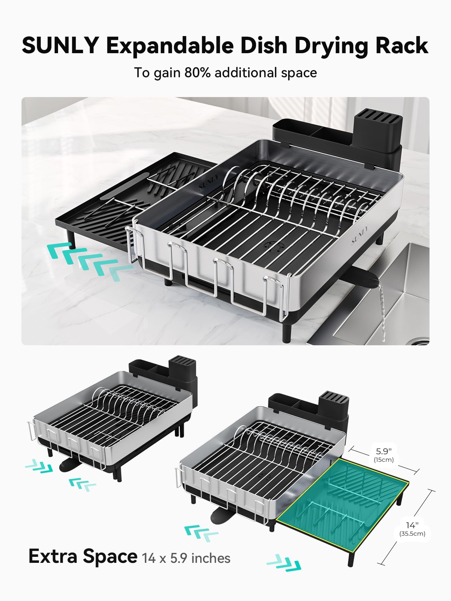 SUNLY anti-rust 304 stainless steel construction for durable kitchen use