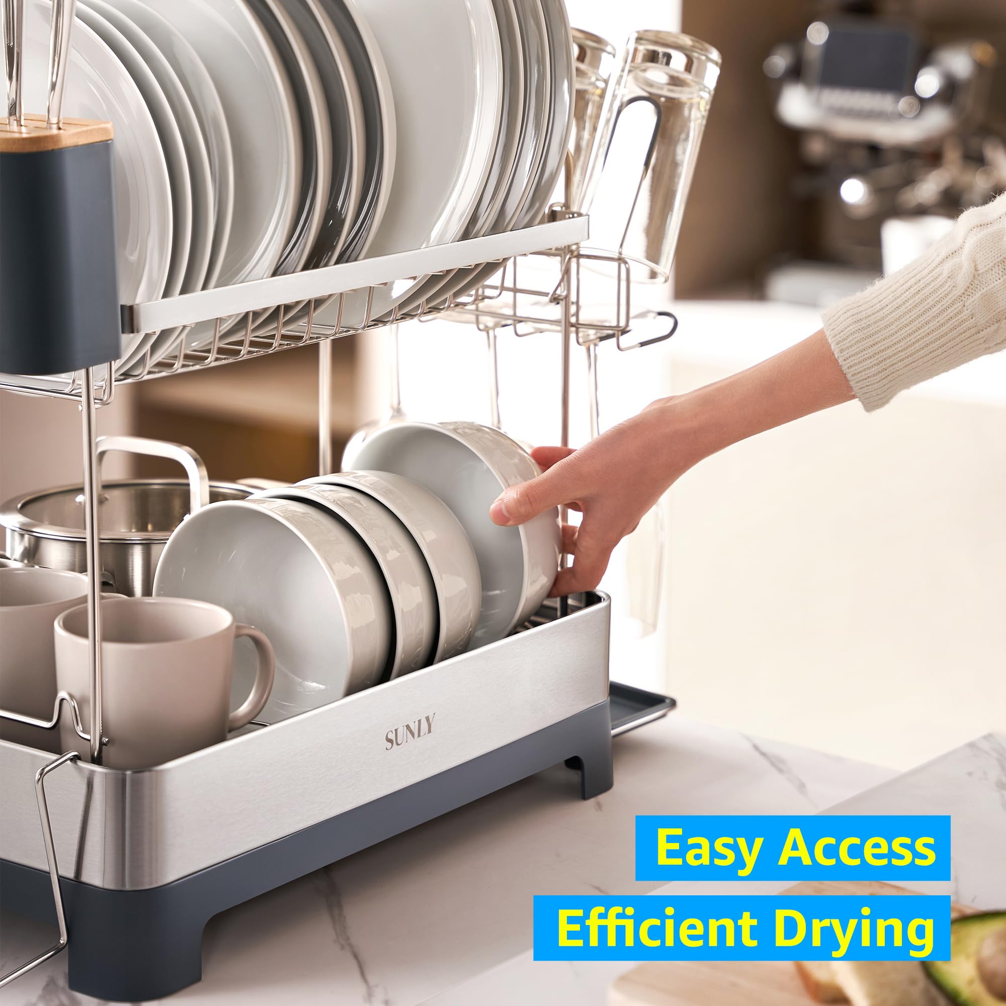 SUNLY dish rack holds up to 50 lbs for heavy pots and pans.