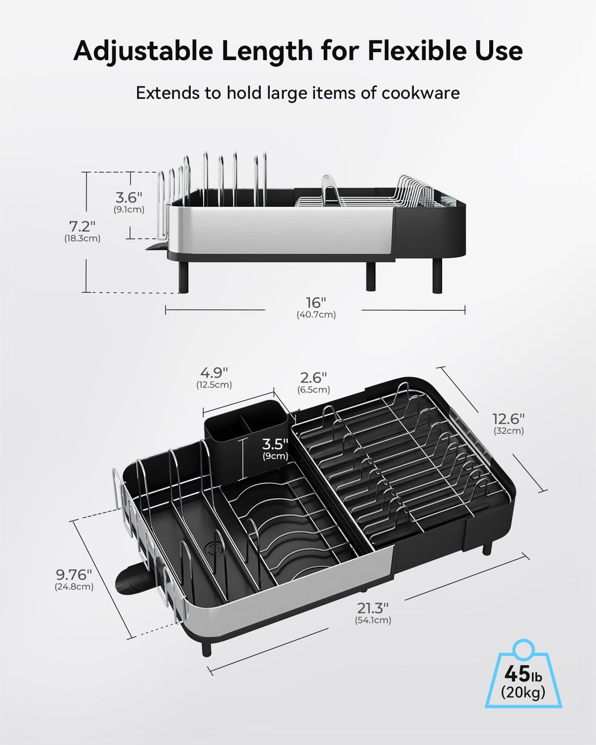 Sunly sleek black stainless steel rack for modern kitchens.