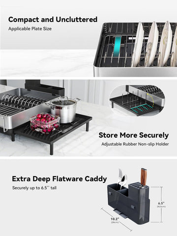 SUNLY extra-deep flatware caddy holds knives up to 6.5 inches tall