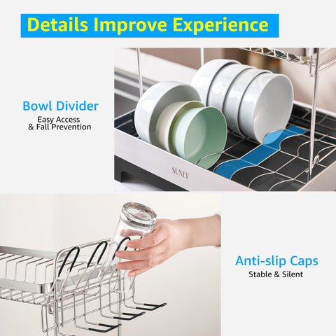 SUNLY triangle roll-up dish rack adds versatile drainage and extra prep space