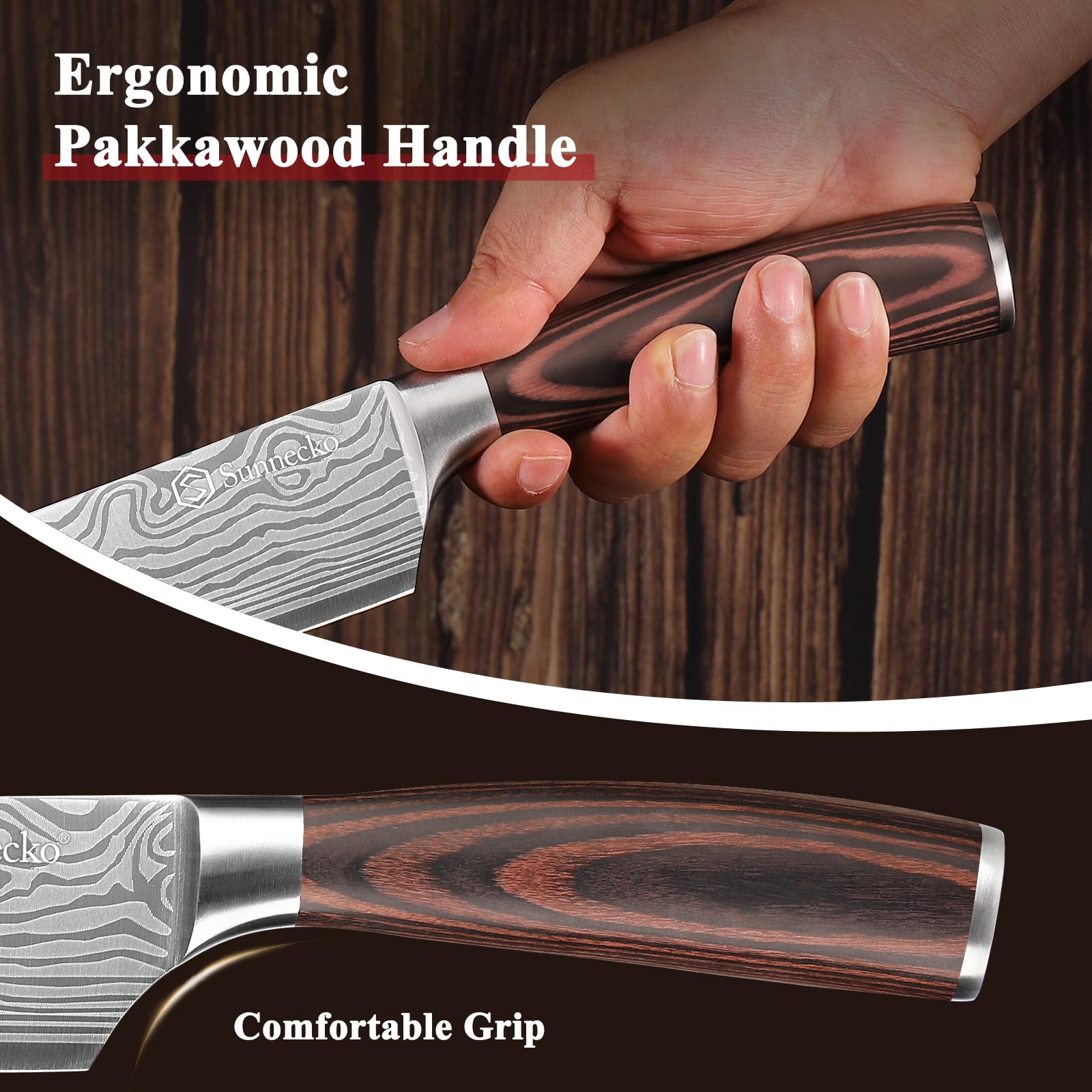 Sunnecko 3.5-inch paring knife for peeling and delicate work.
