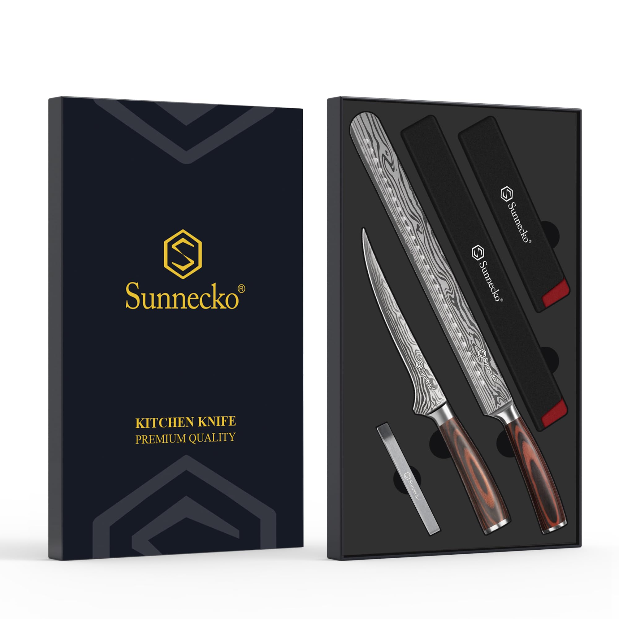 Sunnecko boning knife 7-inch blade offers clean trimming and flexible maneuverability.