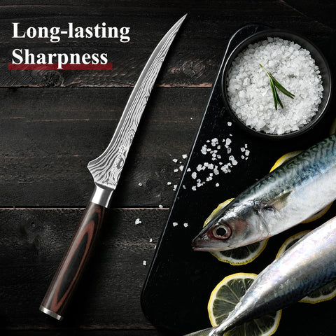 Sunnecko boning knife ergonomic Pakkawood grip reduces fatigue