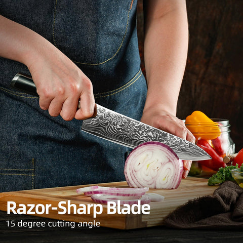 Sunnecko Damascus pattern texture image, highlighting the blade's distinctive layered design.