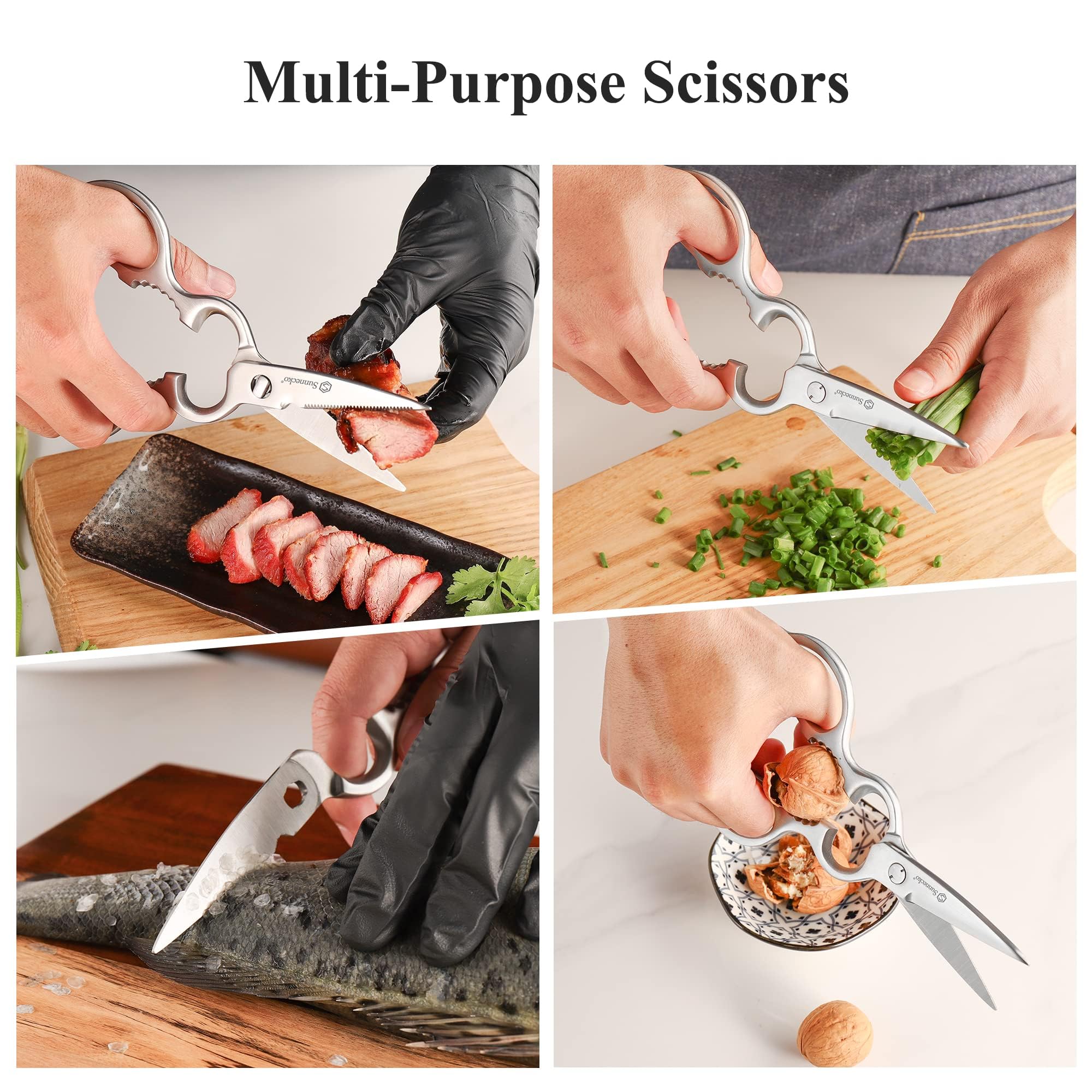 Sunnecko micro-serration close-up for precise slicing through poultry and bones