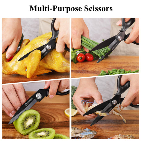 Sunnecko multi-purpose scissors handle poultry, fish, and herbs