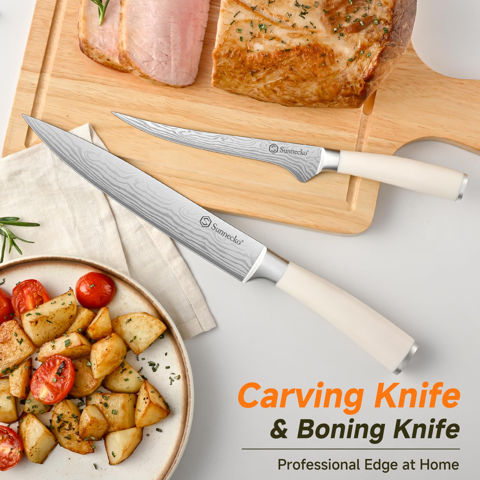 Sunnecko 8-inch bread knife for clean crust cuts.