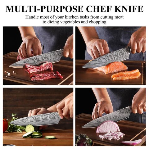 Sunnecko chef knife suits professional and home kitchen tasks with versatility.