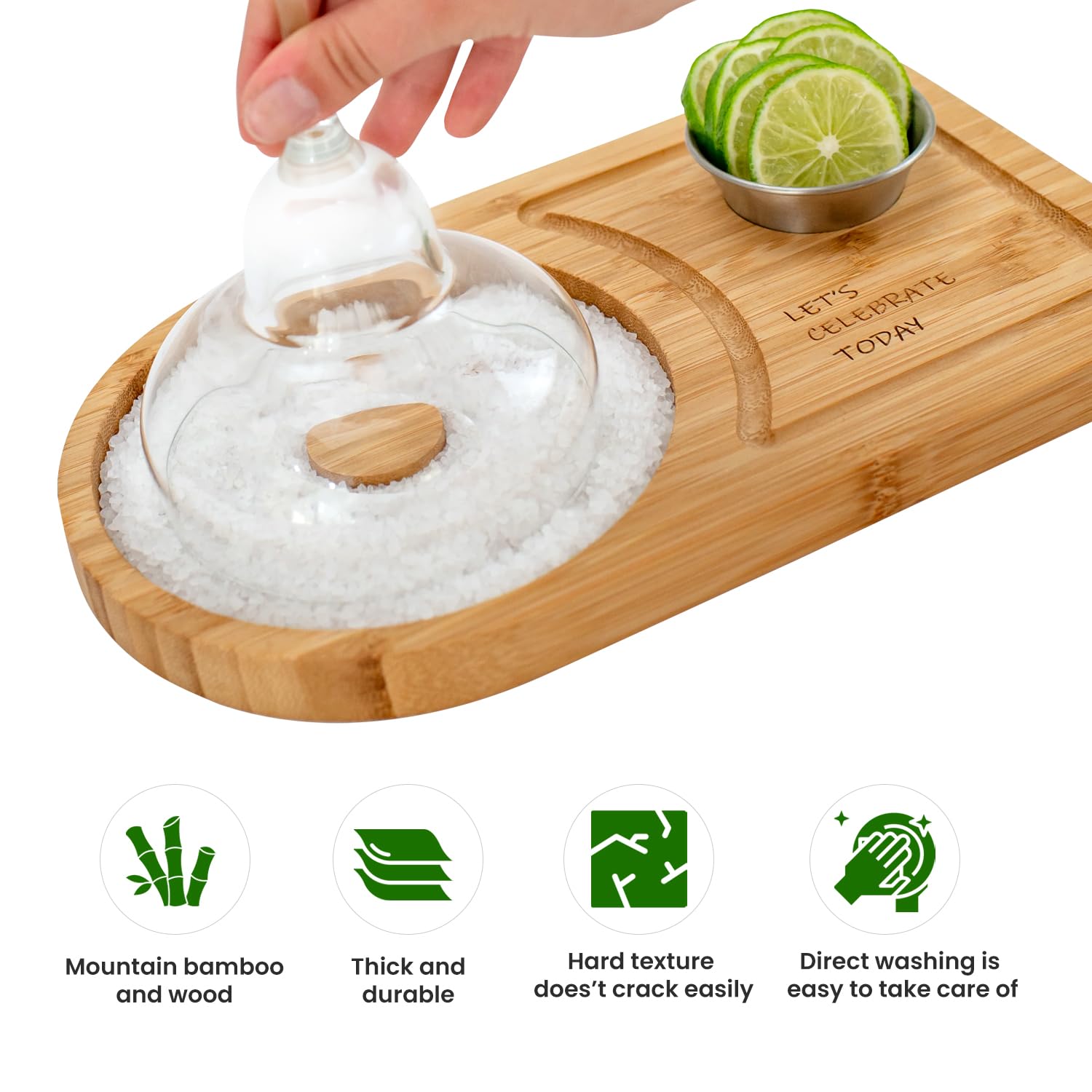 Sunnij's bamboo margarita rimmer combines natural wood style with durability