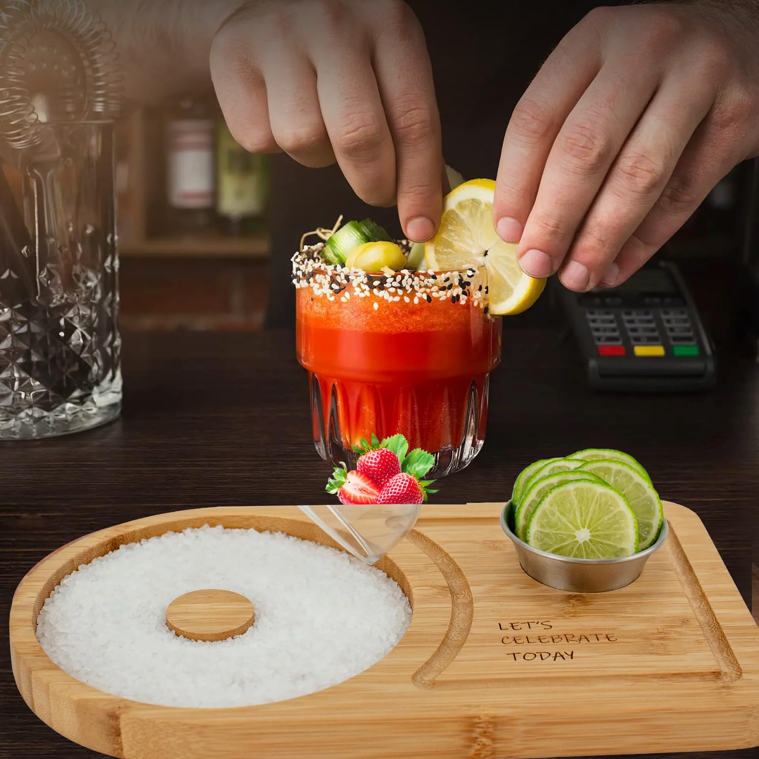 Sunnij's margarita salt rimmer set elevates presentation on any bar
