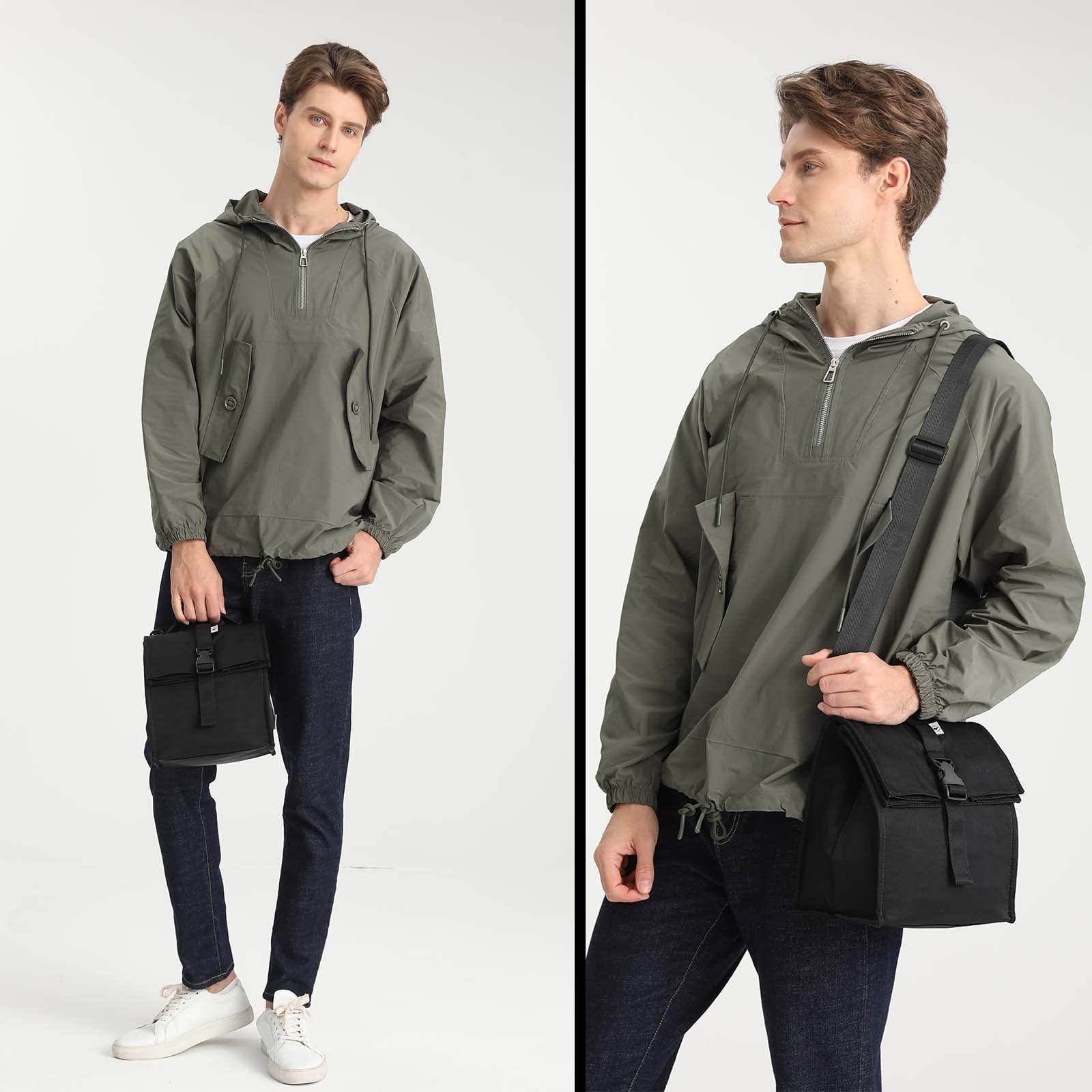 Sunny Bird rolltop with adjustable shoulder strap for hands-free carry.