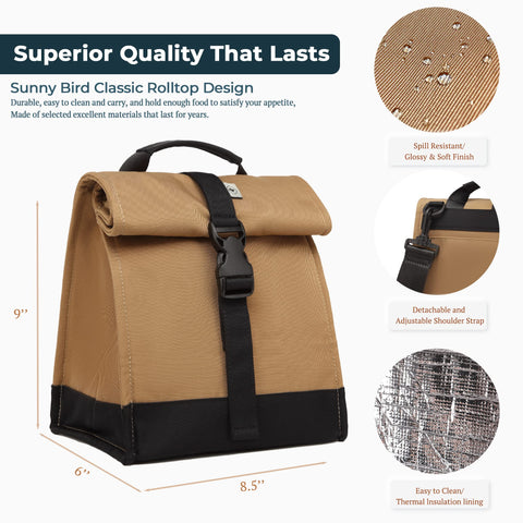 Sunny Bird lunch bag back pocket for small-item organization.