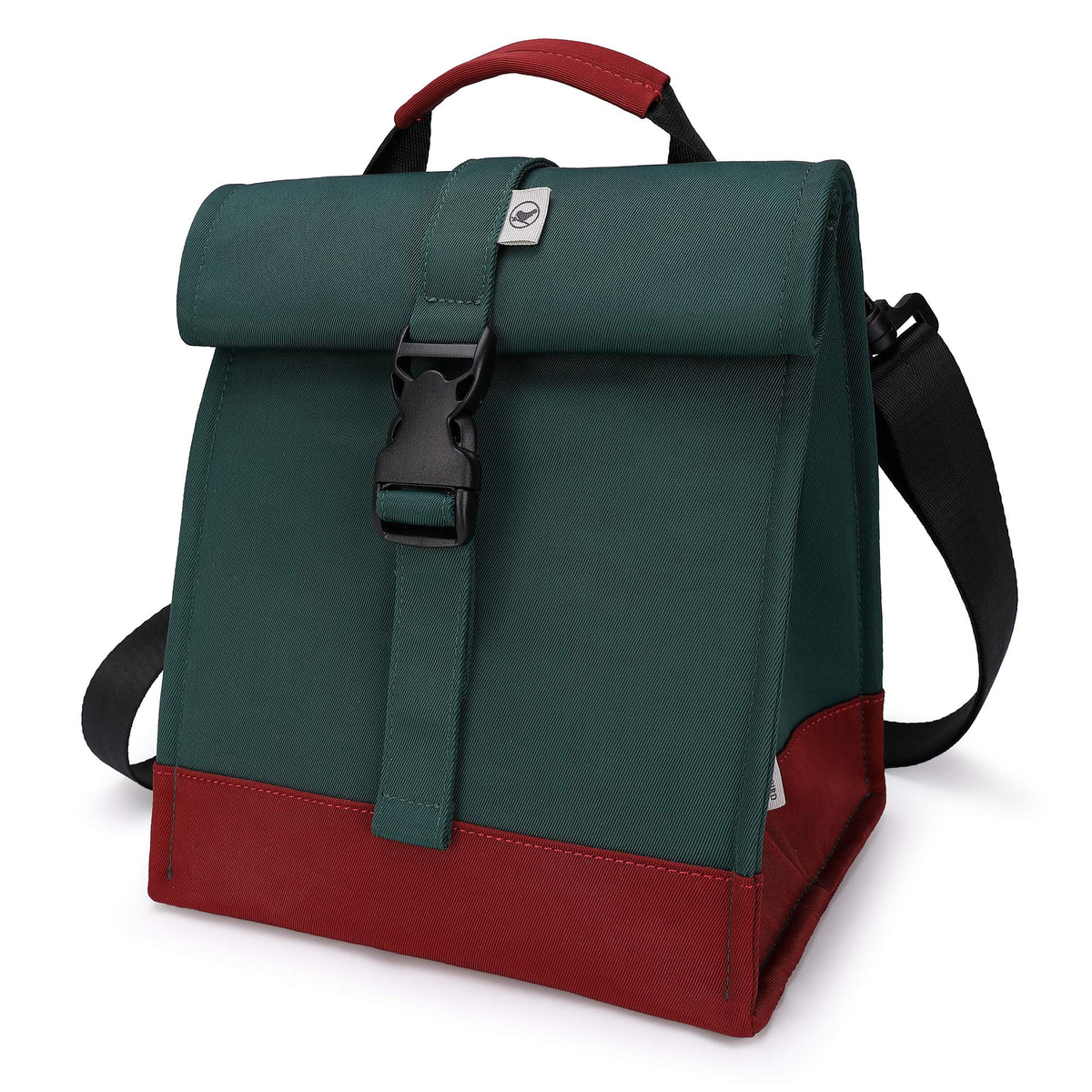 Sunny Bird rolltop lunch bag green front view, portable for everyday meals