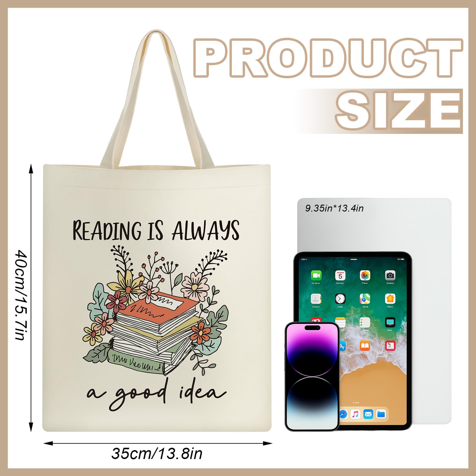 Sunnymove 12pc white book-lover tote set ideal for classrooms