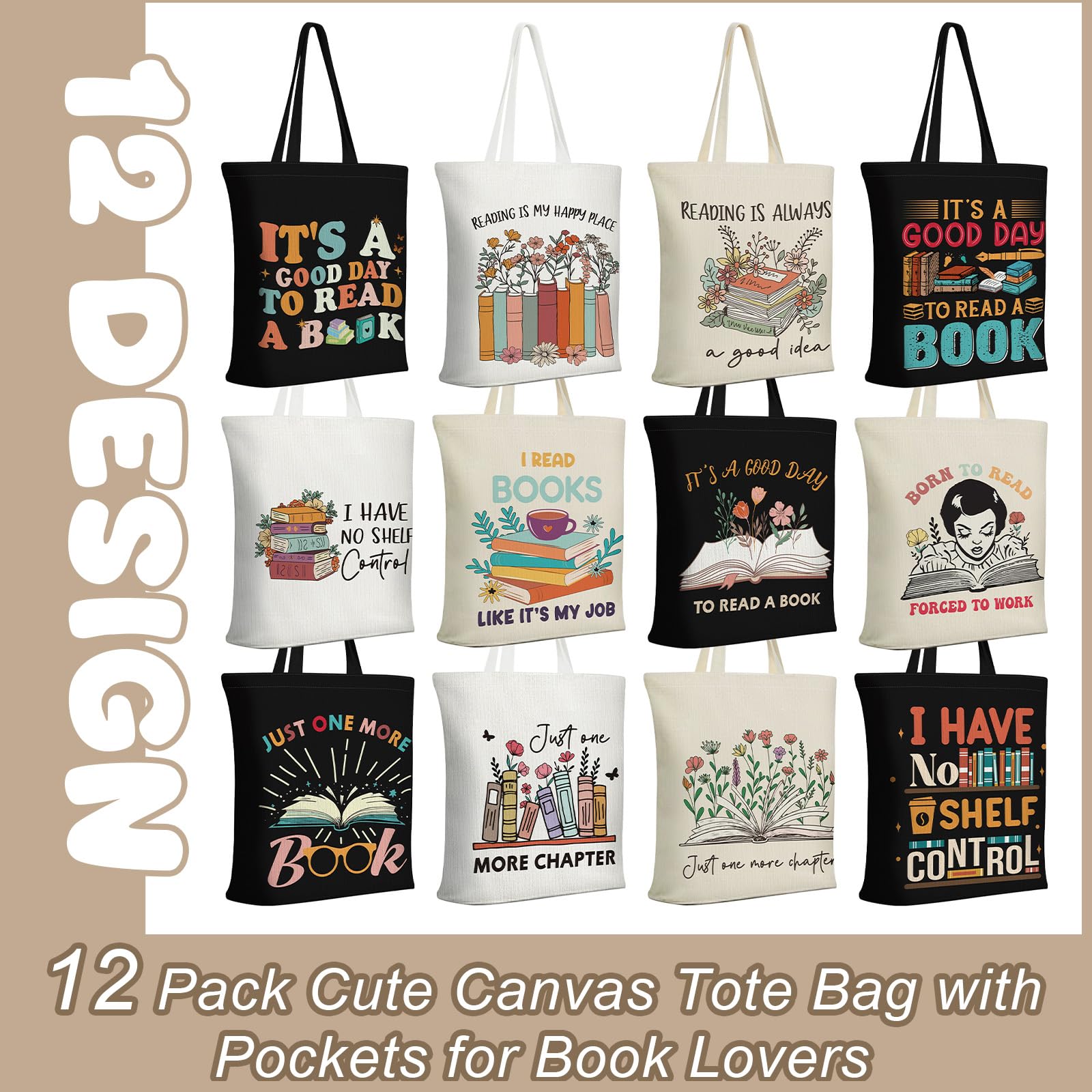 Sunnymove quote-art tote evokes bookish style for clubs