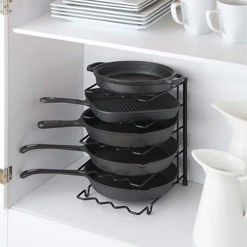 SunnyPoint metal heavy-duty rack demonstrates vertical storage for pots and pans.
