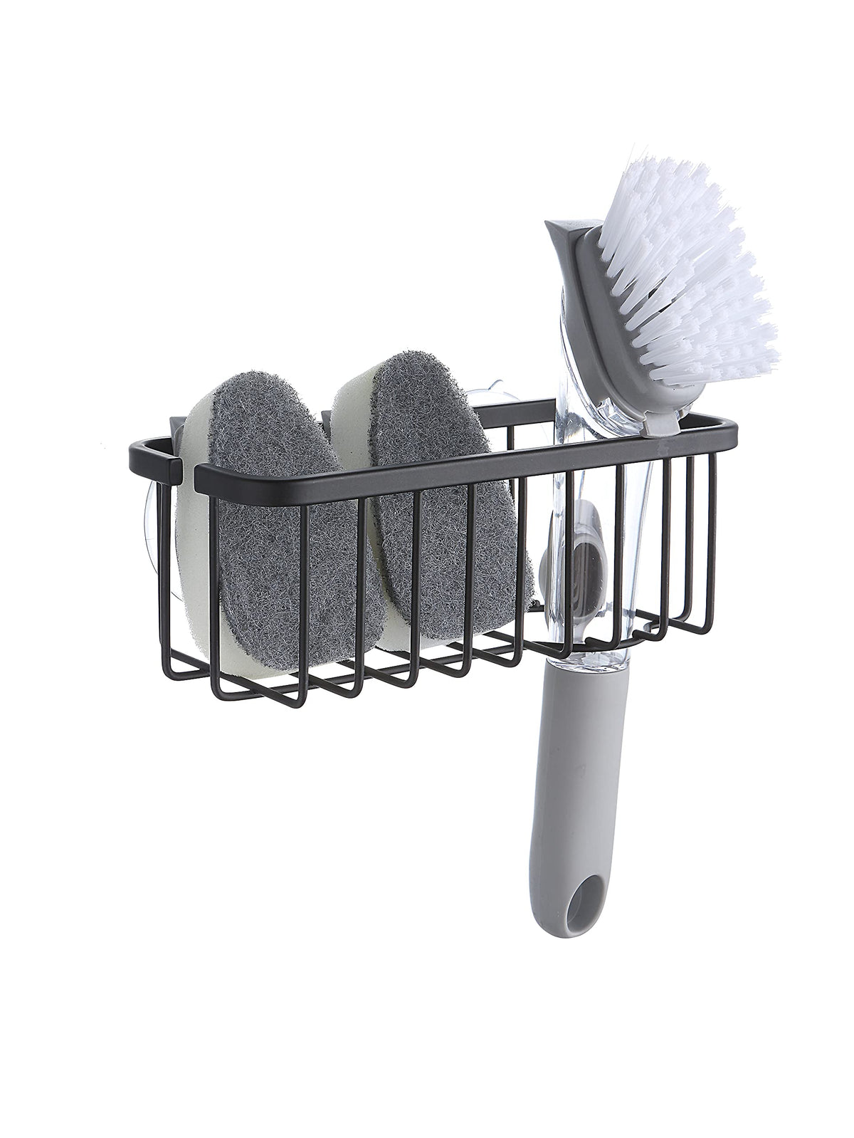 SunnyPoint NeverRust deluxe sponge holder basket keeps sponges neatly organized on a clean sink.