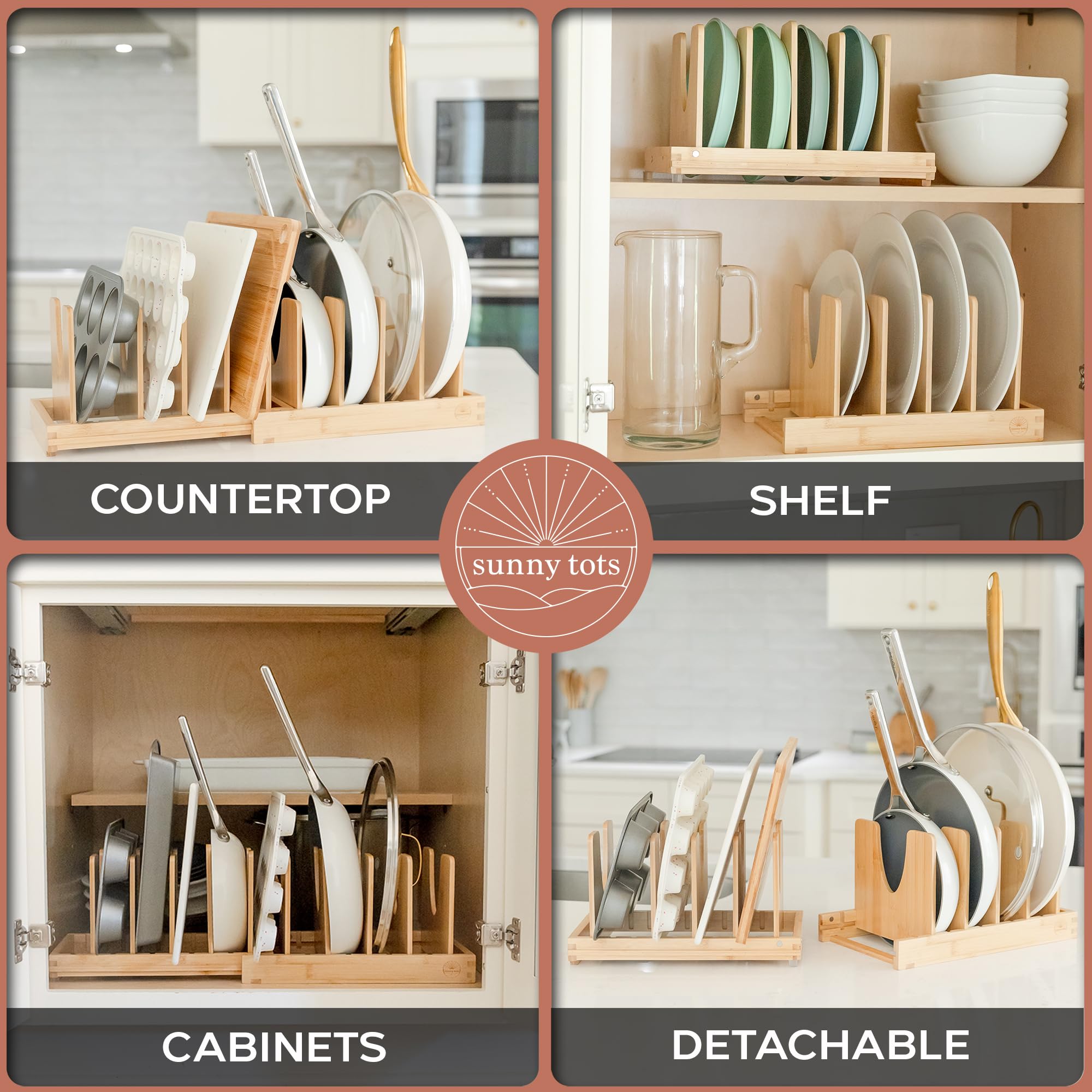 Sunny Tots non-slip base with silicone pads prevents movement on shelves