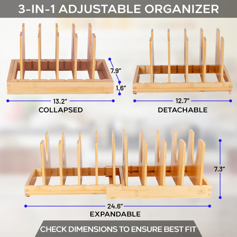 Sunny Tots expandable under-cabinet organizer shown expanded for full storage efficiency