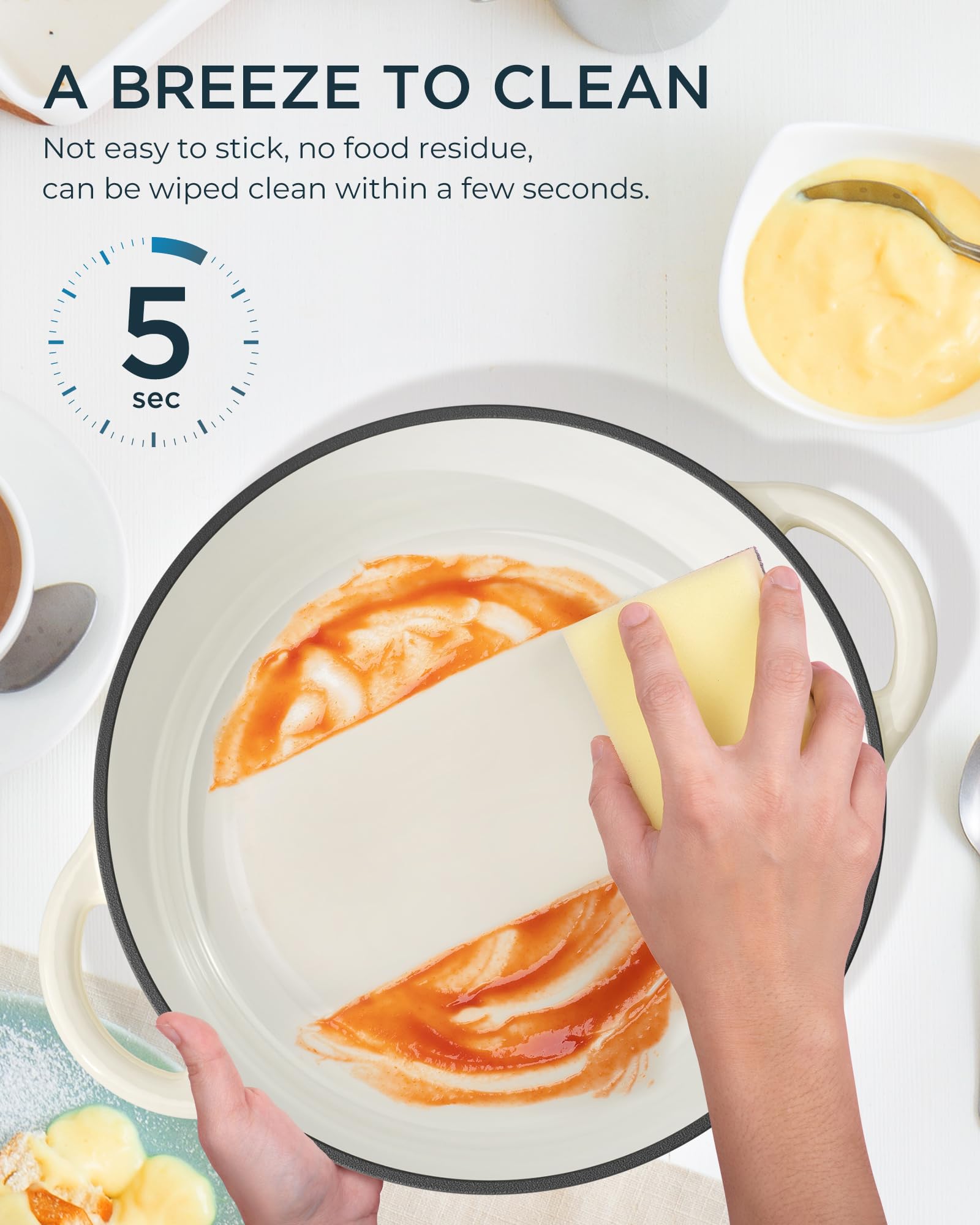 SUNOUTLY enamel easy-clean surface resists stains for quick wipe-down.