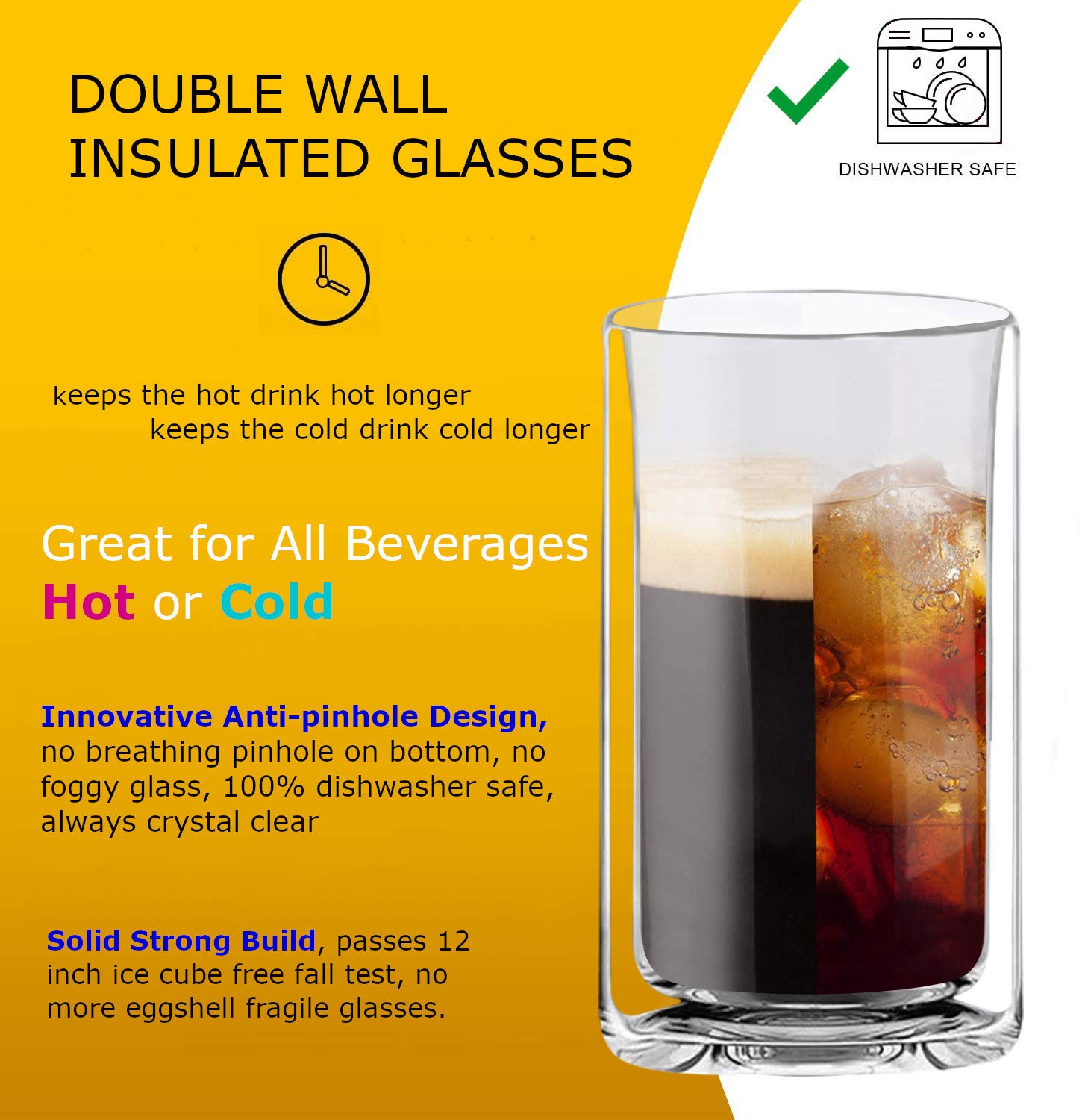 Suns Tea 13oz double-wall highball glass for milk offers comfortable grip and insulation