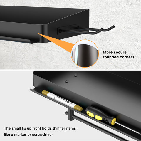 Suntech towel holder with shelf provides convenient storage for tools and supplies
