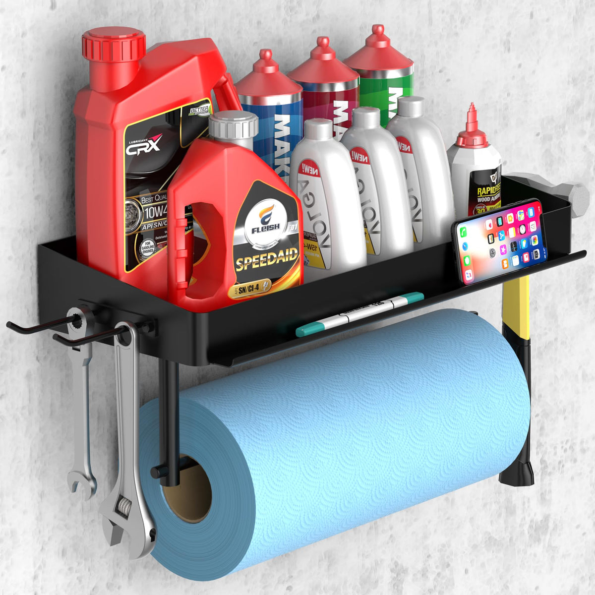 Suntech garage paper towel holder wall mount keeps towels accessible during messy jobs