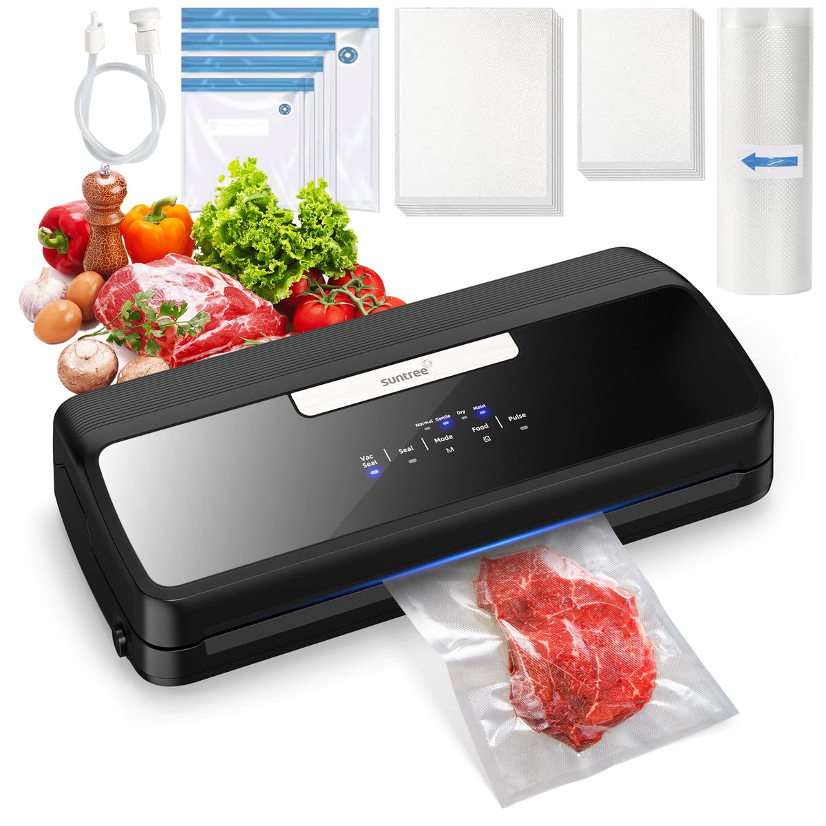 Suntree vacuum sealer with glass panel for easy monitoring and fresher leftovers.