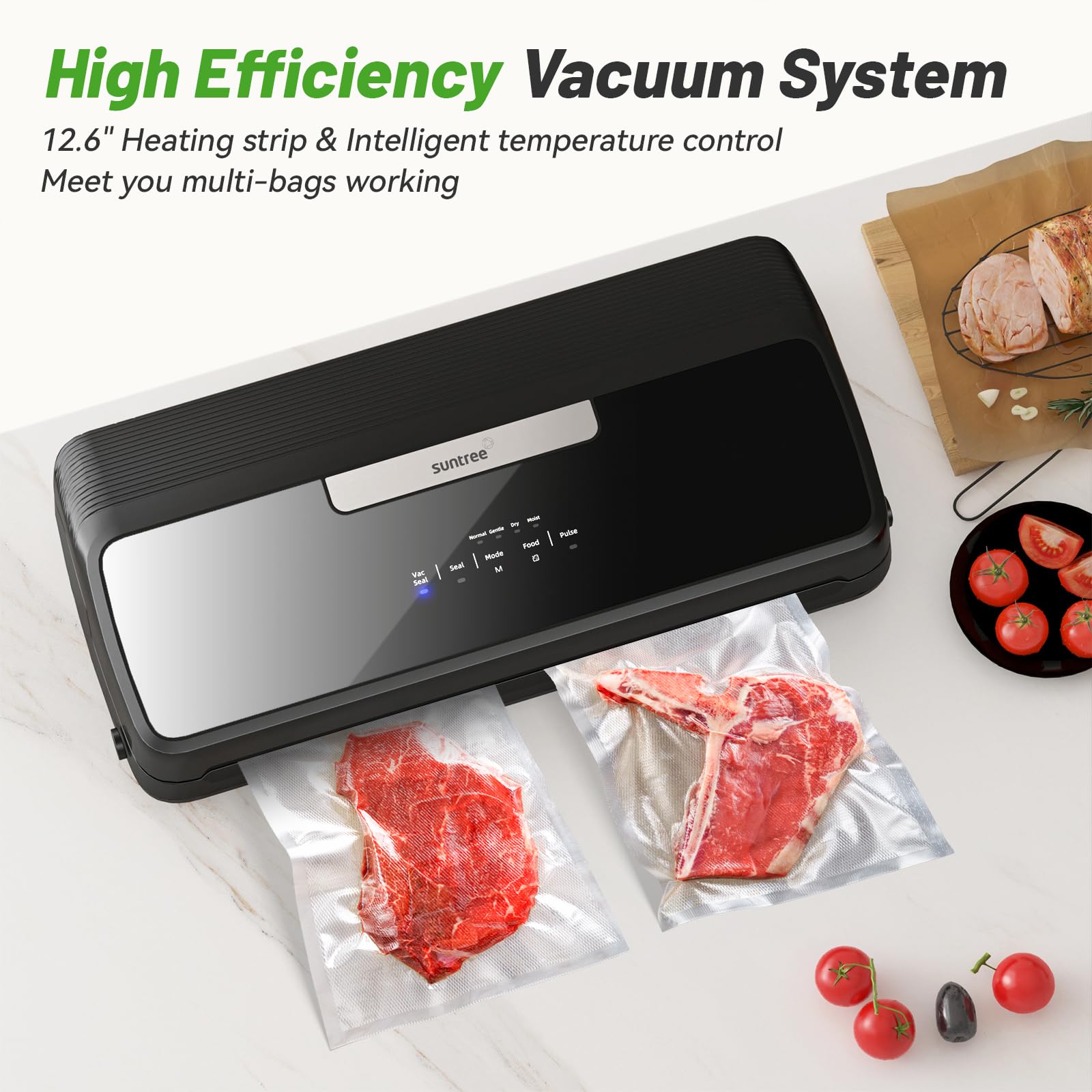 Suntree sealer equipped with external vacuum port for jars and sous vide bags.