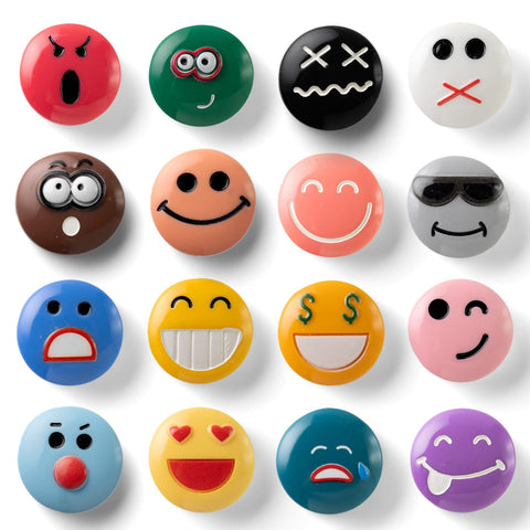 SUNURS 16-pack smiley fridge magnets brighten kitchen or classroom.