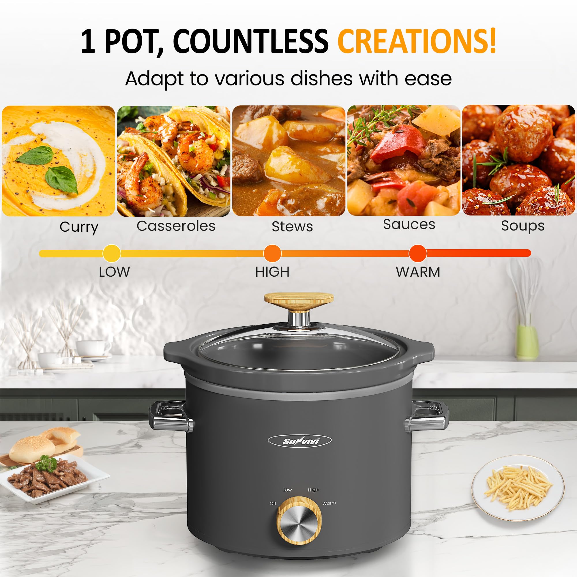 Sunvivi unit with three heating settings offers flexible cooking options.