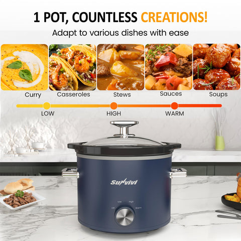 SUNVIVI 2-Quart with three settings enables varied recipes.