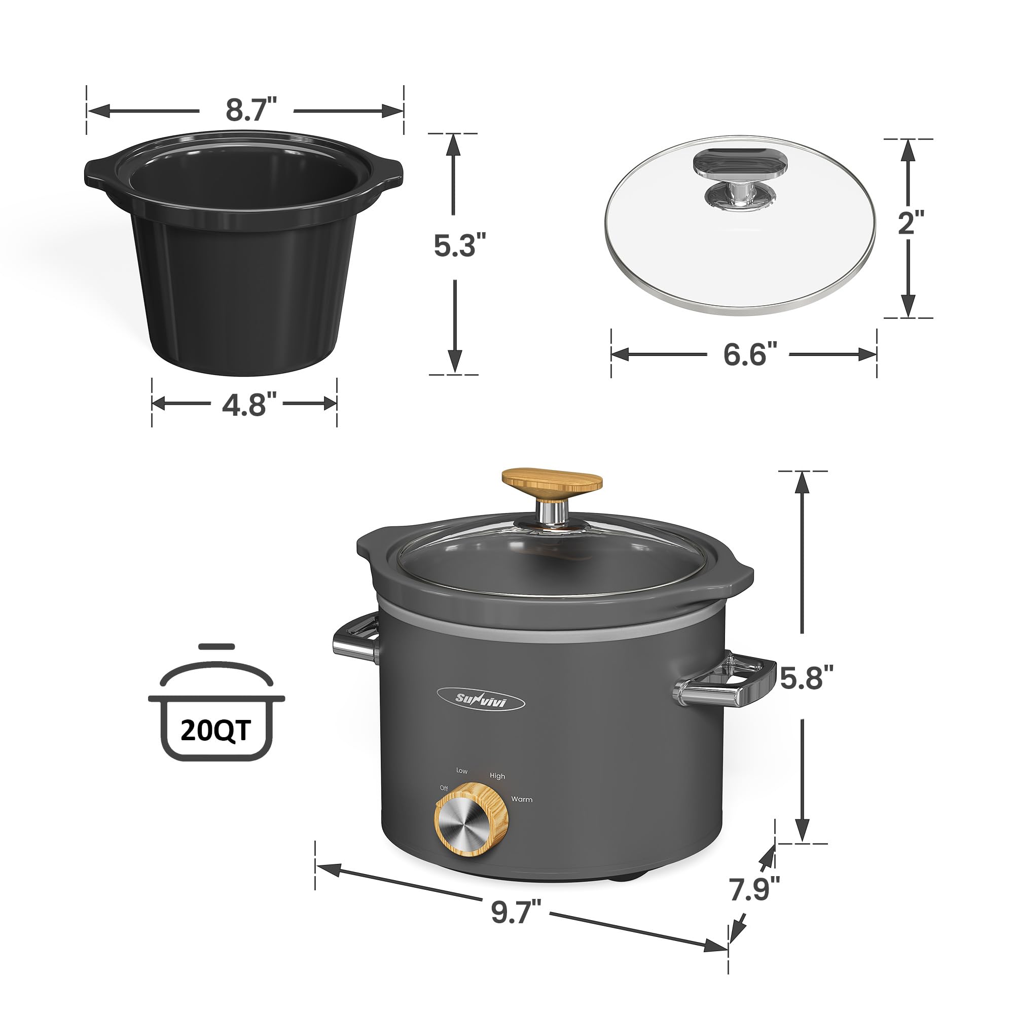 Sunvivi anti-slip feet ensure stable countertop placement.