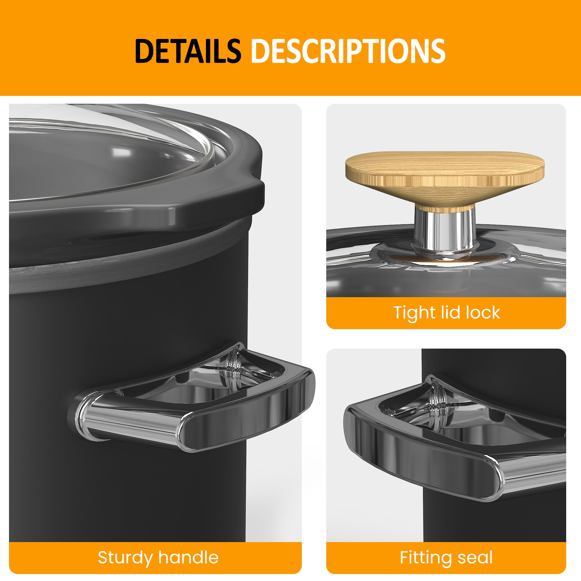 Sunvivi wood-grain handle adds safe, stylish grip.