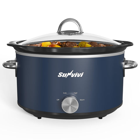 Sunvivi 4qt slow cooker blue control knob for easy heat setting