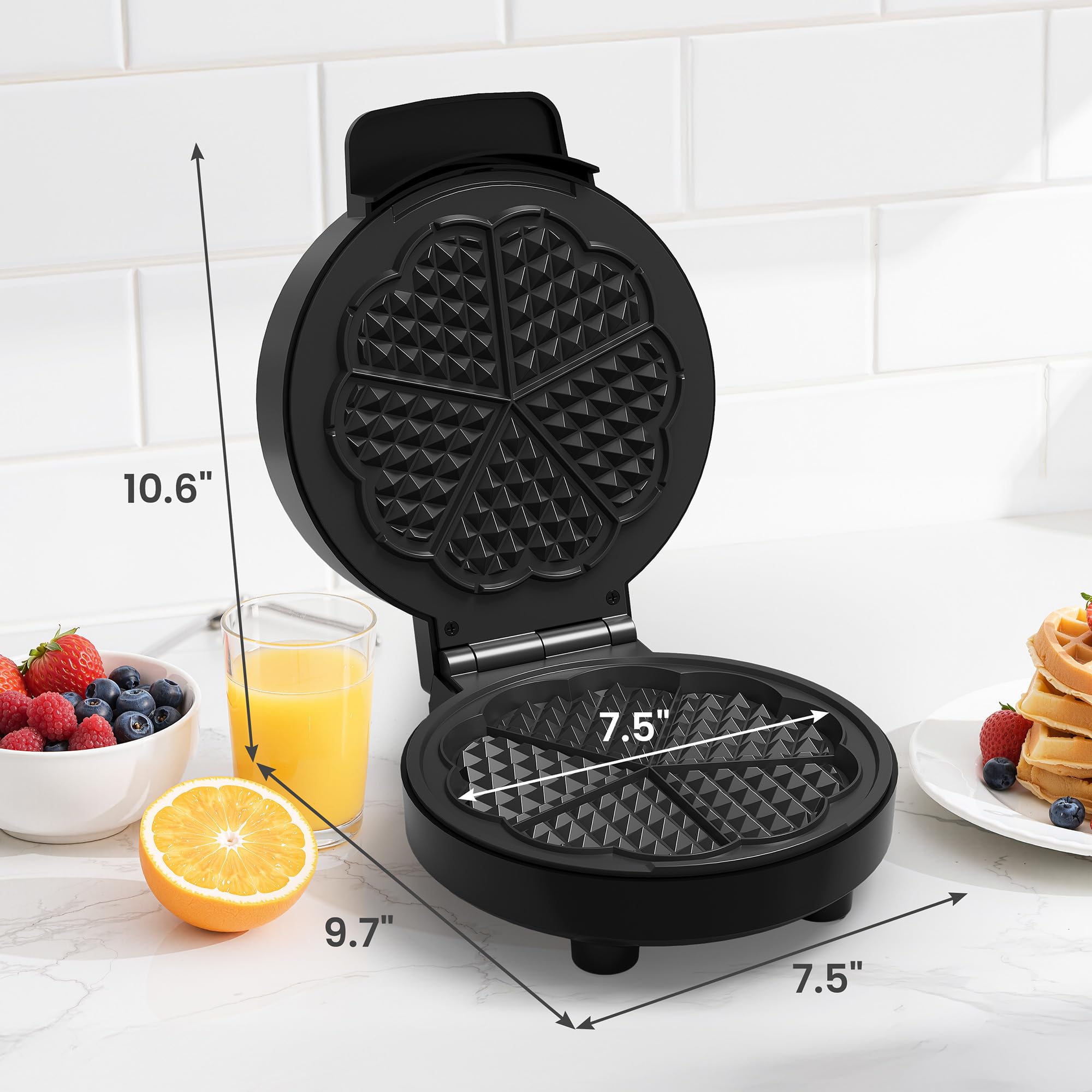Sunvivi five-heart mold in action creating shareable waffles for kids.
