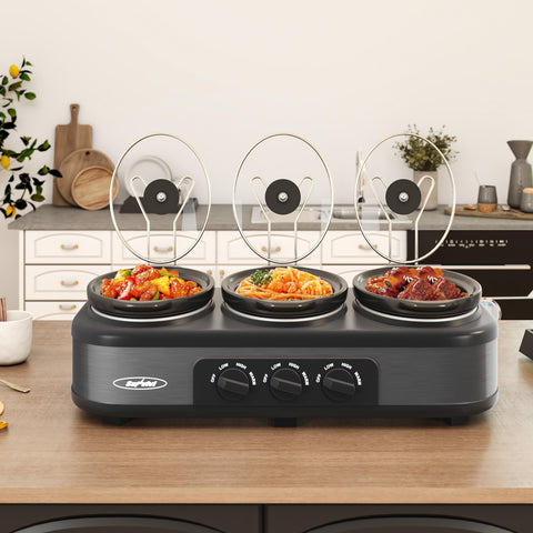 SUNVIVI buffet server with glass lids for easy monitoring during service