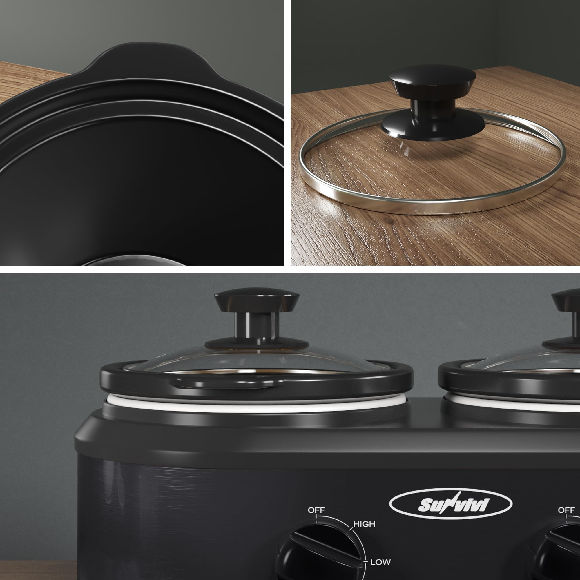 SUNVIVI ceramic pots and glass lids provide easy cleaning