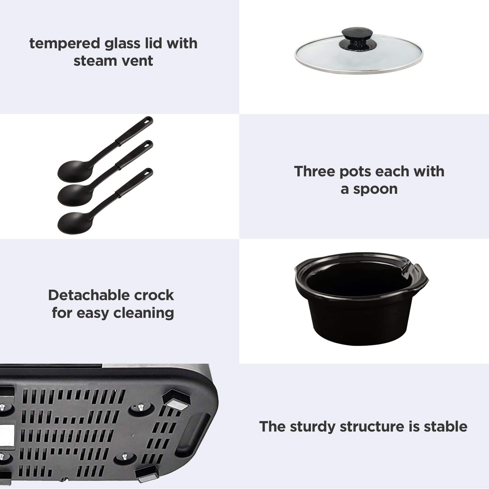 Detachable SUNVIVI crocks shown for easy cleaning and serving flexibility.