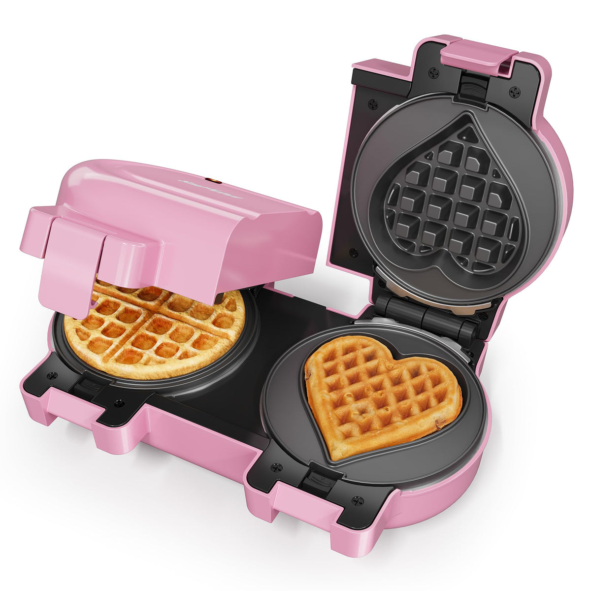 SUNVIVI double Belgian waffle maker with removable plates for quick cleanup.